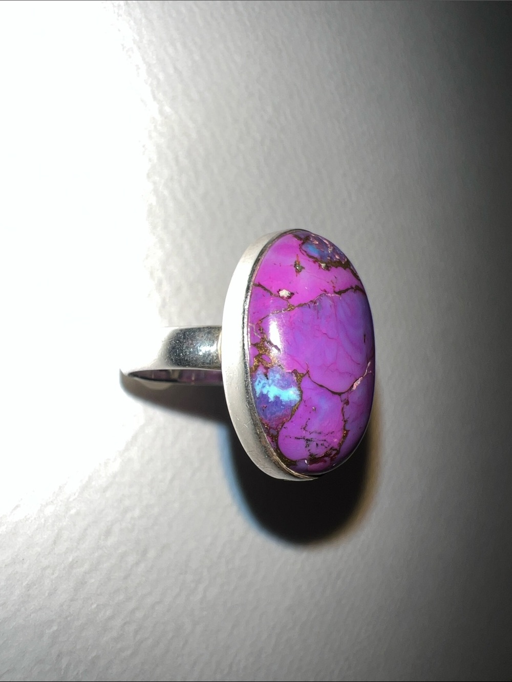 Sterling Silver Purple Mojave Turquoise Statement Ring - Picture 4 of 8